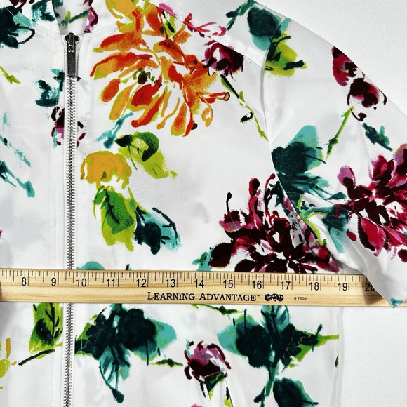 Susan Graver White Floral Bomber Jacket Women's XXS - Picture 6 of 7